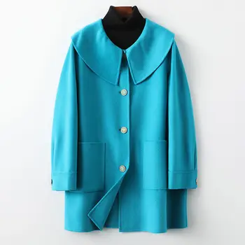 10 кашемира, 90 шерсти, новинка 2023 года, шерстяное пальто средней длины, женское весеннее шерстяное пальто