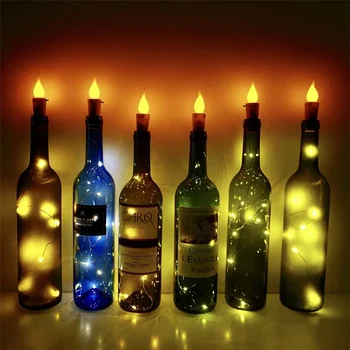 10 шт. 20 светодиодных пробковых светильников для винных бутылок с пламенем свечи Звездный Сказочный свет Винных бутылок для рождественского и хэллоуинского свадебного декора
