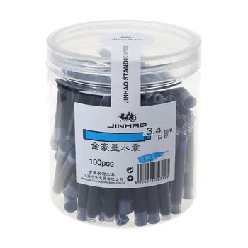 100 шт Универсальная стираемая синяя авторучка Jinhao Картриджи с чернилами 3,4 мм для заправки школьных канцелярских принадлежностей