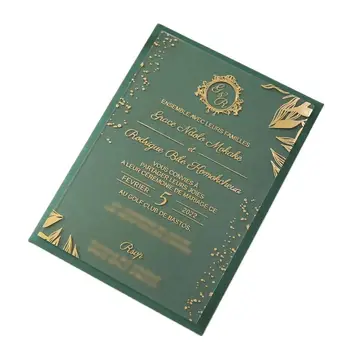 100шт Персонализированных элегантных акриловых приглашений на годовщину свадьбы, День Рождения, пользовательские открытки с конвертом для печати золотой фольгой