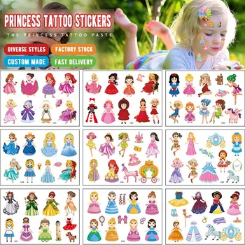 12шт водонепроницаемых детских мультяшных наклеек с татуировками Наклейки для мальчиков и девочек Тату Принцесса Сказка Милый мультфильм