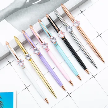 16шт Шариковая ручка с ромбовидным наконечником в форме мультфильма, алмазная ручка, модная шариковая ручка с гальваническим покрытием