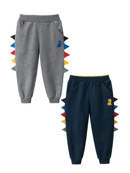 2 предмета, повседневные модные штаны для мальчиков с вышивкой динозавра, спортивные штаны для маленьких детей