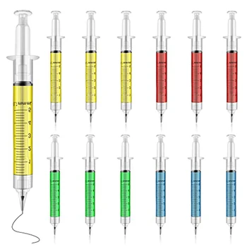 24шт Шприц-ручки Шариковые ручки в форме шприца, Многоцветные новые шприц-ручки для медсестер, Школьные канцелярские принадлежности