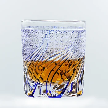 260 мл синего цвета с ручной резьбой и цветочными узорами, хрустальный стакан для виски, бокал Edo Kiriko для холодного питья сока, 1 шт с коробкой