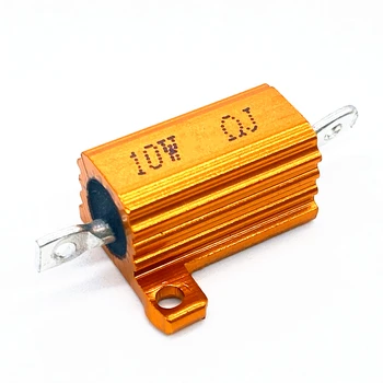 2ШТ RX24 10 Вт 10R 100R 0,1 R 10RJ Проволочный Резистор С Металлической Оболочкой Алюминиевый Золотой Резистор Сопротивлением 10 Ватт 10 Ом