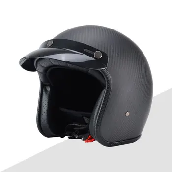 3K Матово-черный шлем из углеродного волокна С открытым лицом, Мотоциклетные шлемы Унисекс, Четырехсезонный сверхлегкий реактивный скутер DOT