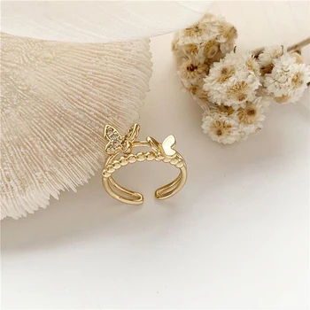 4 шт./компл. богемных геометрических колец Золотое кольцо с бабочкой Модное и универсальное женское ювелирное изделие в подарок