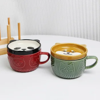 430 мл креативная керамическая чашка для завтрака с ручной росписью, чашка для молока, женская чашка для послеобеденного чая, чашка для кофе, чашка для питья, милая чашка для овсянки