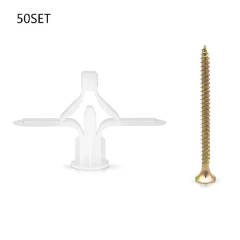 50 комплектов (100шт) дюбелей для расширительной трубки с защитой от вращения для гипсокартона Прямая поставка