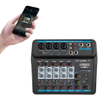 Bluetooth DJ микрофон, аудиомикшер, светодиодный цифровой дисплей, потоковая передача музыки, 6 каналов, управление
