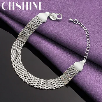 CHSHINE Стерлинговое серебро 925 пробы, Геометрический браслет 10 мм для женщин, мужчин, Свадебная вечеринка, Модный шарм, высококачественные ювелирные изделия, подарки