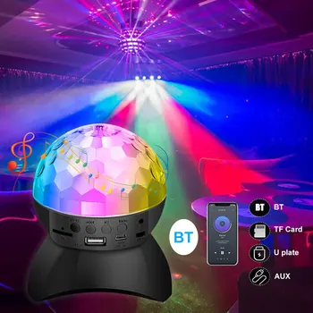 DJ Колонки, диско-шар, Беспроводная музыка Bluetooth, Вращающийся сценический светильник, RGB Стробоскопический Лазерный проектор, Перезаряжаемый светильник для вечеринки