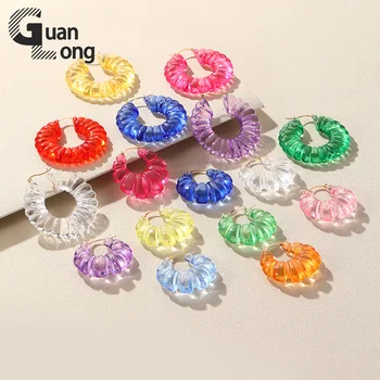 GuanLong, Модные красочные серьги-кольца для женщин ярких цветов, геометрические круглые Корейские Большие серьги для девочек, Подарочное сережное кольцо, ювелирные изделия