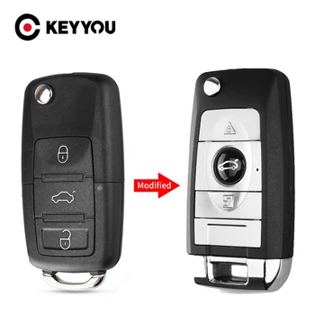 KEYYOU Модифицирован для Volkswagen VW Polo Passat B5 Golf MK5 Beetle, 3 кнопки, складной чехол для ключей, сменный автомобильный ключ