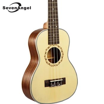 SevenAngel 21-дюймовая Гавайская гитара с Грифом из розового дерева, 4 струны, Гавайская гитара, Электрическая Гавайская Гитара со Звукоснимателем, Верхняя панель из ели Ингмана