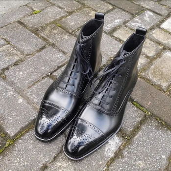 sipriks/ прорезные ботинки goodyear ручной работы, мужские элегантные черные ботинки Martin, обувь с высоким берцем, джентльменские ботильоны, классические повседневные ботинки типа 