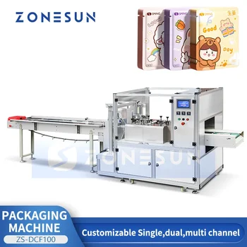 ZONESUN Горизонтальная упаковочная машина для заполнения формы с 4 сторонами, машина для запайки Flow Pack Equipment ZS-DCF100