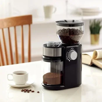 Автоматическая кофемолка для измельчения кофе с 18 уровнями регулировки толщины, черная