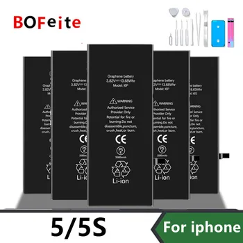 Аккумулятор BoFeite для Apple iPhone 5 5S для замены мобильного телефона Bateria высокого качества 0 циклов с набором инструментов для ремонта