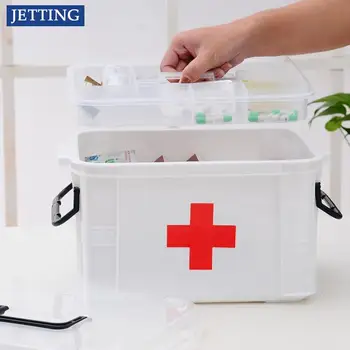 Аптечка первой помощи Ящик для хранения лекарств Портативный Аварийный Ящик Бытовые Двухслойные Коробки для лекарств Органайзер для хранения аптечек
