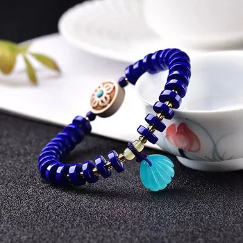 Браслет из ляпис-лазури, натуральный хрустальный камень, Синие украшения для женщин на лето