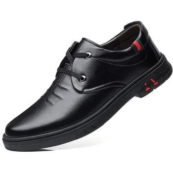 Весенне-осенняя мужская деловая повседневная обувь на шнуровке, модная новая дизайнерская кожаная обувь, мужские однотонные лоферы для мужчин