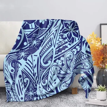 Гавайский Полинезийский Гибискус Дизайн Комфортное Фланелевое покрывало для диванного ворса Мягкое теплое Приятное одеяло для детей и взрослых Подарки для кемпинга