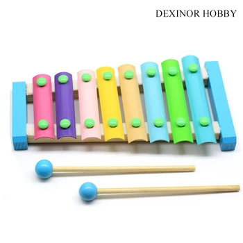 Деревянный Ксилофон DEXINOR HOBBY Для детей, 8-Тональная ручная Перкуссия, музыкальный инструмент для раннего обучения цвета миндального ореха, детская головоломка для детей