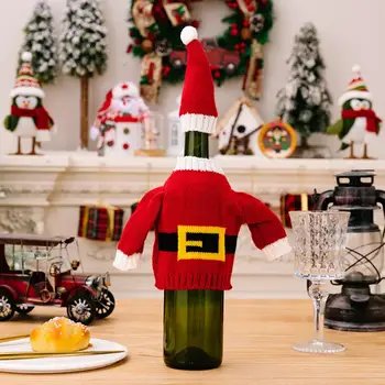 Держатель для винной бутылки Принадлежности для рождественской вечеринки Праздничная крышка для бутылки красного вина Держатель для шампанского с принтом в виде снежинки лося