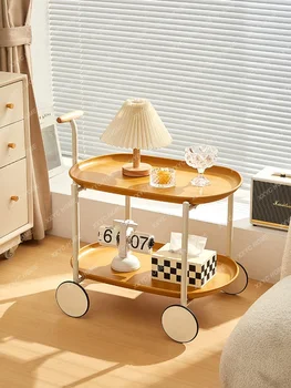 Диван и чайный столик в кремовом стиле, напольная подставка для гостиной, Прикроватная тумбочка, мягкие украшения, Стеллаж для хранения, тележка