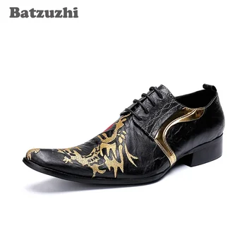 Дизайнерские Мужские модельные туфли Batzuzhi, Кожаные Черные Деловые Кожаные туфли, Мужские Туфли на шнуровке Для официальных вечеринок и свадеб