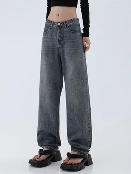 Женские джинсы 2022 длиной до щиколотки в японском стиле Harajuku, широкие брюки, джинсовые ретро Универсальные брюки с высокой талией, Унисекс, Женский шик