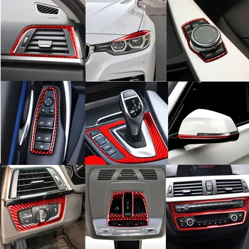 Защита интерьера красного автомобиля, наклейки из углеродного волокна для BMW F30 2013-2019, Аксессуары для укладки