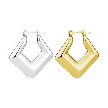 Золотые серьги-кольца четырехугольной формы, Элегантные ювелирные изделия из нержавеющей стали в минималистском стиле, Модный подарок для женщин и девочек