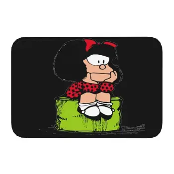 Изготовленный на заказ коврик Mafalda Thinking, Нескользящий коврик для входной двери в кухню, ванную комнату, Коврики для пола, Садовый коврик с героями комиксов Quino, Ковровая дорожка для ног