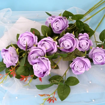 Имитация цветочного букета, 3 головки, искусственный цветок из розового шелка, поддельный цветок для дома, гостиной, обеденного стола, свадебного украшения