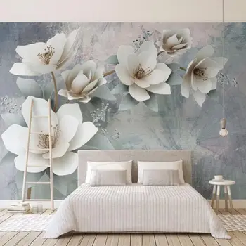 Индивидуальные обои новый 3d рельефный цветной резьба цветок простой ТВ фон стены мода масляная живопись декоративная бумага Обои