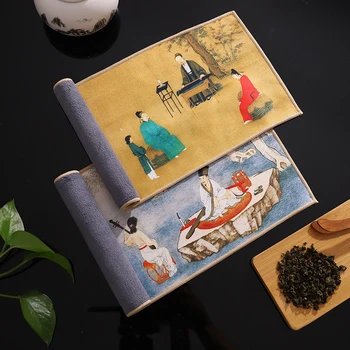 Китайское профессиональное кухонное полотенце с краской из плотной ткани, Суперпоглощающий высококачественный набор для чистки чая, Аксессуары для ковриков для чашек