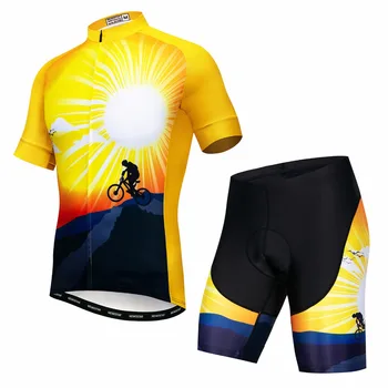 Комплект Велосипедной Майки team Summer Pro sporting Racing pro велоспорт джерси Комплект велосипедных шорт ropa ciclismo велосипедная одежда Желтого Цвета для верховой езды