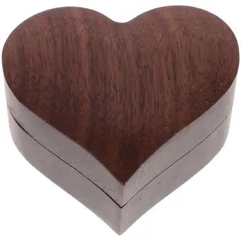 Коробка для колец в форме сердца на День Святого Валентина Деревянная коробка для колец ручной работы для свадебной церемонии Держатель для помолвки Подарочная коробка