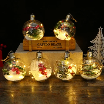 Креативный Прозрачный светодиодный светильник из медной проволоки 8 см, Рождественский шар, Искусственное растение, Рождественское украшение, Рождественская елка, Подвесная подвеска