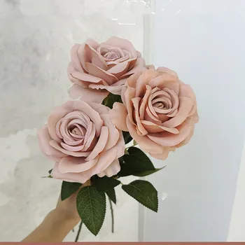 Крупные розы цвета капучино, шелковые искусственные цветы, домашний декор, flores artificiales, свадебное украшение, искусственная роза для новобрачных