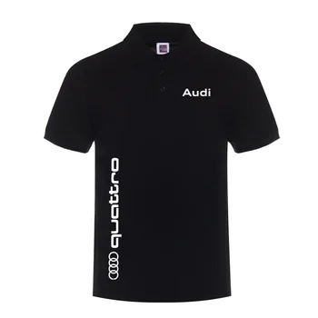 Крутая машина Audi С принтом, деловая повседневная спортивная однотонная мужская хлопковая рубашка поло с коротким рукавом и отворотом