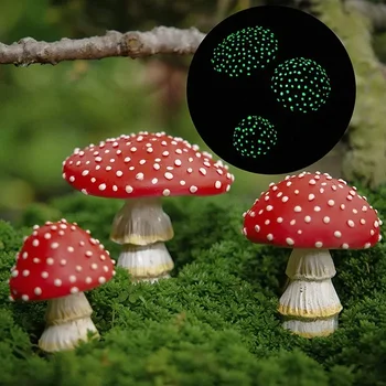 Мини-гриб, светящийся в темноте, украшение, прочные садовые фигурки грибов, садовые грибы из смолы, поделки для ландшафта