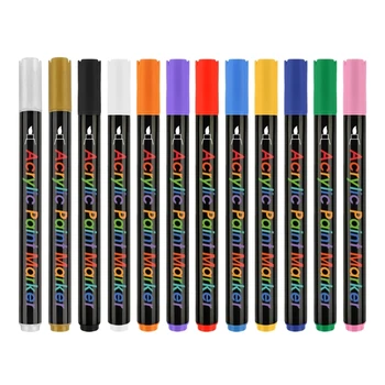 Многофункциональные ручки для рисования акриловыми красками 12 цветов, быстросохнущие маркеры, ручки для рисования для взрослых и челнока