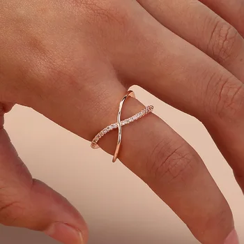 Модное простое кольцо с крестом, покрытое Розовым золотом, Корейский Шарм, Женское кольцо на указательный палец, украшения для отдыха, Подарок на День Рождения