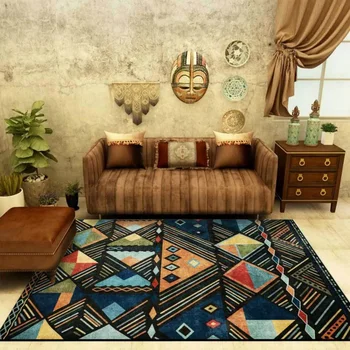 Модный Богемный Марокканский Этнический Синий Многоцветный блок, Прикроватный ковер для спальни и коврики для пола на заказ