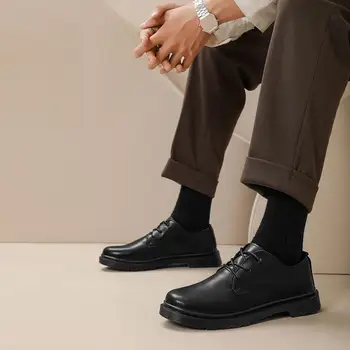 Мужская обувь Осень 2023, новая Шанхайская черная кожаная обувь, мужская рабочая обувь шеф-повара, защита труда, модная обувь Zhongbang