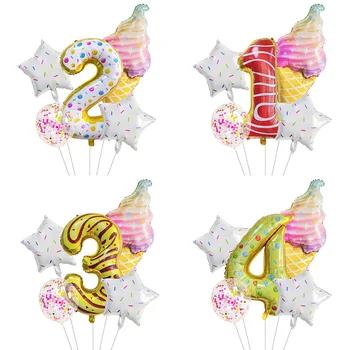 Набор цифровых воздушных шаров для мороженого 1 2 3 4 5 6 7 8 9 цифровой воздушный шар радужный воздушный шар украшение детского дня рождения